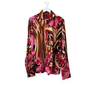 Ted Baker London Mens 16.5 42 Long Sleeve Cotton Shirt Multicolor Abstract Print